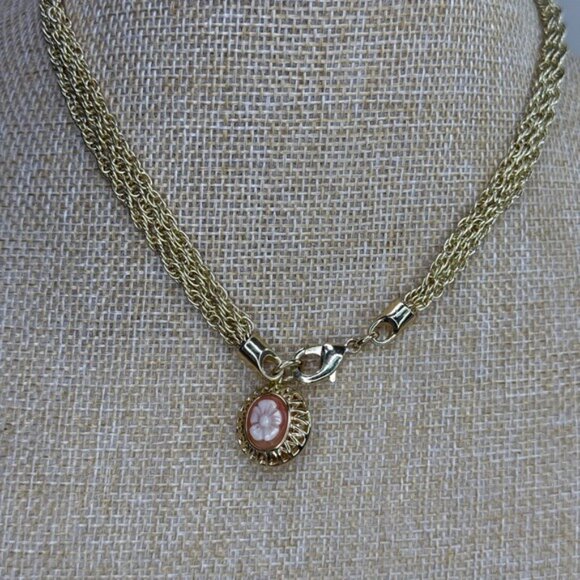 Vintage Amedeo Gold-Tone Multi-Strand Necklace With Reversible Cameo Pendant - Picture 2 of 15